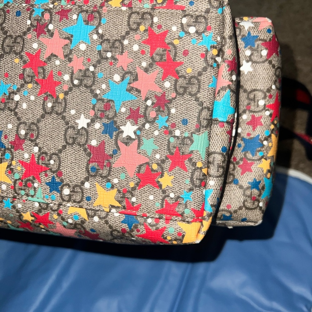 Authentic Gucci Star Patterned Canvas Diaper Bag - image 7